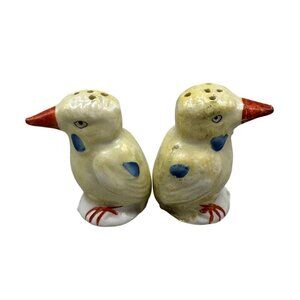 Vintage Ceramic Bird Salt & Pepper Shakers Hand-Painted Yellow/Red 2" READ